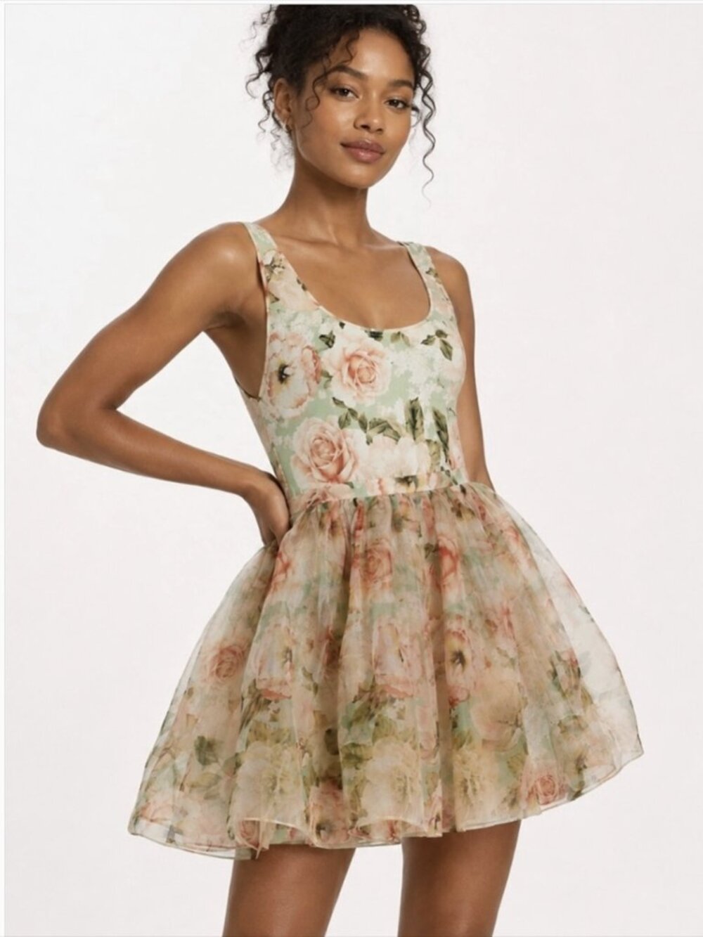 Alice + Olivia Chara Mini Silk Dress Size 12 Floral Sleeveless Party Romantic